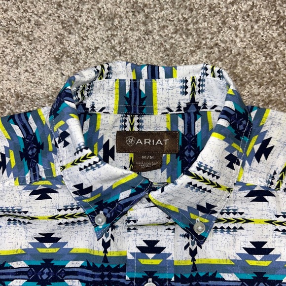 Ariat Button Down Men Shirt Size Medium Aztec Southwestern Cowboy Rodeo - Picture 5 of 10
